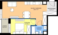 2 pokoje, mieszkanie 45,60 m², piętro 1, oferta nr 5, Bluszcz Apartamenty II, Kraków, Podgórze,  ul. Goszczyńskiego