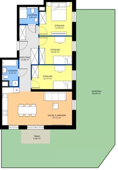 4 pokoje, mieszkanie 75,94 m², piętro 1, oferta nr 63, Bluszcz Apartamenty II, Kraków, Podgórze,  ul. Goszczyńskiego