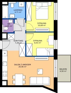3 pokoje, mieszkanie 53,53 m², piętro 1, oferta nr 33, Bluszcz Apartamenty II, Kraków, Podgórze,  ul. Goszczyńskiego