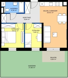 3 pokoje, mieszkanie 53,00 m², piętro 1, oferta nr 65, Bluszcz Apartamenty II, Kraków, Podgórze,  ul. Goszczyńskiego