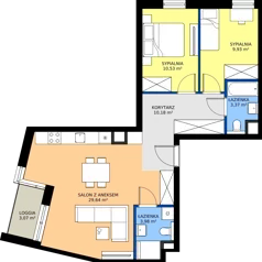 3 pokoje, mieszkanie 67,63 m², piętro 1, oferta nr 6, Bluszcz Apartamenty II, Kraków, Podgórze,  ul. Goszczyńskiego