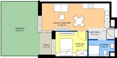 2 pokoje, mieszkanie 36,45 m², piętro 3, oferta nr 15, Bluszcz Apartamenty II, Kraków, Podgórze,  ul. Goszczyńskiego