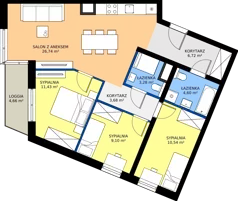 4 pokoje, mieszkanie 76,09 m², piętro 4, oferta nr 49, Bluszcz Apartamenty II, Kraków, Podgórze,  ul. Goszczyńskiego