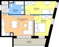3 pokoje, mieszkanie 52,59 m², piętro 1, oferta nr 8, Bluszcz Apartamenty II, Kraków, Podgórze,  ul. Goszczyńskiego