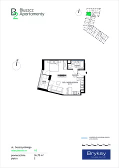 1 pokój, mieszkanie 36,70 m², piętro 2, oferta nr 10, Bluszcz Apartamenty II, Kraków, Podgórze,  ul. Goszczyńskiego