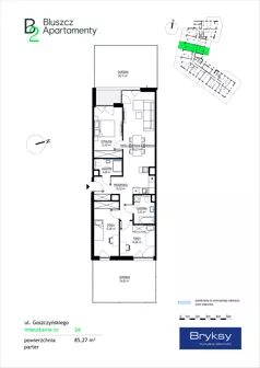 4 pokoje, mieszkanie 85,04 m², piętro 1, oferta nr 66, Bluszcz Apartamenty II, Kraków, Podgórze,  ul. Goszczyńskiego
