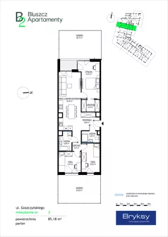 4 pokoje, mieszkanie 85,18 m², parter, oferta nr 3, Bluszcz Apartamenty II, Kraków, Podgórze,  ul. Goszczyńskiego