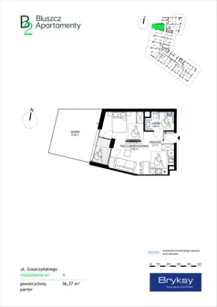1 pokój, mieszkanie 36,37 m², parter, oferta nr 4, Bluszcz Apartamenty II, Kraków, Podgórze,  ul. Goszczyńskiego