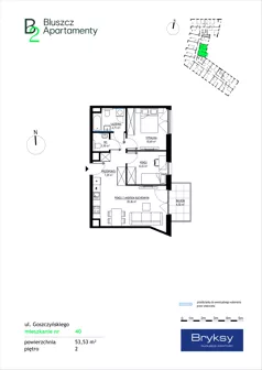 3 pokoje, mieszkanie 53,53 m², piętro 2, oferta nr 40, Bluszcz Apartamenty II, Kraków, Podgórze,  ul. Goszczyńskiego