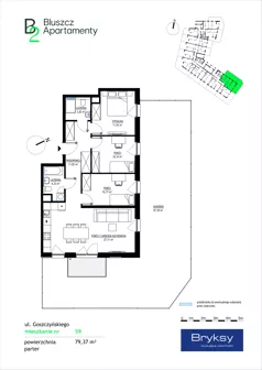 4 pokoje, mieszkanie 79,37 m², piętro 1, oferta nr 63, Bluszcz Apartamenty II, Kraków, Podgórze,  ul. Goszczyńskiego
