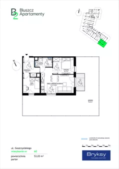 3 pokoje, mieszkanie 52,60 m², piętro 1, oferta nr 8, Bluszcz Apartamenty II, Kraków, Podgórze,  ul. Goszczyńskiego