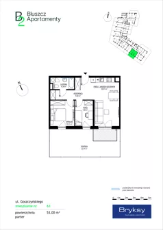 3 pokoje, mieszkanie 52,60 m², piętro 1, oferta nr 8, Bluszcz Apartamenty II, Kraków, Podgórze,  ul. Goszczyńskiego