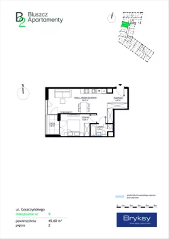 2 pokoje, mieszkanie 45,60 m², piętro 2, oferta nr 9, Bluszcz Apartamenty II, Kraków, Podgórze,  ul. Goszczyńskiego