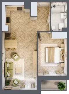 2 pokoje, mieszkanie 47,39 m², piętro 1, oferta nr M8, Nova Tymotkowa, Kraków, Dębniki, Ruczaj, ul. Tymotkowa / Kolista