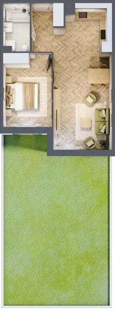 2 pokoje, mieszkanie 47,38 m², parter, oferta nr M2, Nova Tymotkowa, Kraków, Dębniki, Ruczaj, ul. Tymotkowa / Kolista