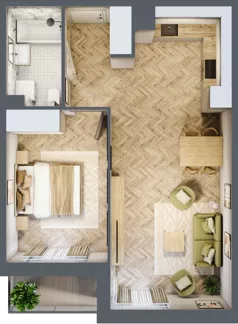 2 pokoje, mieszkanie 47,39 m², piętro 1, oferta nr M7, Nova Tymotkowa, Kraków, Dębniki, Ruczaj, ul. Tymotkowa / Kolista