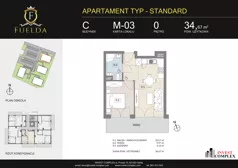 2 pokoje, mieszkanie 34,67 m², parter, oferta nr C/M03, Fuelda, Poznań, Naramowice, Naramowice, ul. Maków Polnych 9