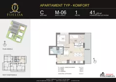 3 pokoje, mieszkanie 41,03 m², piętro 1, oferta nr C/M06, Fuelda, Poznań, Naramowice, Naramowice, ul. Maków Polnych 9