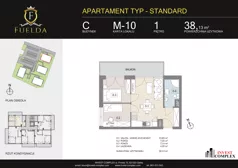 3 pokoje, mieszkanie 38,13 m², piętro 1, oferta nr C/M10, Fuelda, Poznań, Naramowice, Naramowice, ul. Maków Polnych 9