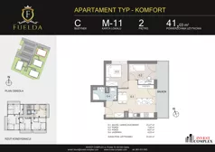 3 pokoje, mieszkanie 41,03 m², piętro 2, oferta nr C/M11, Fuelda, Poznań, Naramowice, Naramowice, ul. Maków Polnych 9