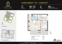 3 pokoje, mieszkanie 46,10 m², piętro 2, oferta nr C/M12, Fuelda, Poznań, Naramowice, Naramowice, ul. Maków Polnych 9