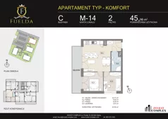 3 pokoje, mieszkanie 45,96 m², piętro 2, oferta nr C/M14, Fuelda, Poznań, Naramowice, Naramowice, ul. Maków Polnych 9