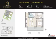 3 pokoje, mieszkanie 46,10 m², piętro 3, oferta nr C/M17, Fuelda, Poznań, Naramowice, Naramowice, ul. Maków Polnych 9