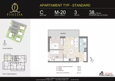 3 pokoje, mieszkanie 38,13 m², piętro 3, oferta nr C/M20, Fuelda, Poznań, Naramowice, Naramowice, ul. Maków Polnych 9
