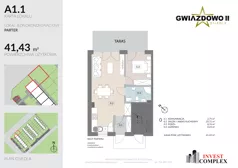 2 pokoje, mieszkanie 41,43 m², parter, oferta nr A1.1, Osiedle Gwiazdowo II, Kostrzyn, Gwiazdowo, ul. Półwiejska