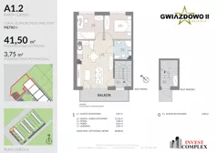 3 pokoje, mieszkanie 45,25 m², piętro 1, oferta nr A1.2, Osiedle Gwiazdowo II, Kostrzyn, Gwiazdowo, ul. Półwiejska