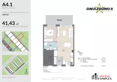 2 pokoje, mieszkanie 41,43 m², parter, oferta nr A4.1, Osiedle Gwiazdowo II, Kostrzyn, Gwiazdowo, ul. Półwiejska