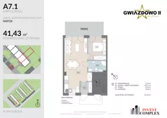 2 pokoje, mieszkanie 41,43 m², parter, oferta nr A7.1, Osiedle Gwiazdowo II, Kostrzyn, Gwiazdowo, ul. Półwiejska