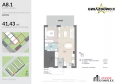 2 pokoje, mieszkanie 41,43 m², parter, oferta nr A8.1, Osiedle Gwiazdowo II, Kostrzyn, Gwiazdowo, ul. Półwiejska