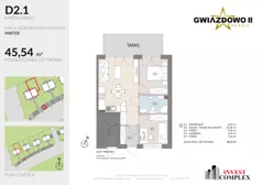 3 pokoje, mieszkanie 45,39 m², parter, oferta nr D2.1, Osiedle Gwiazdowo II, Kostrzyn, Gwiazdowo, ul. Półwiejska