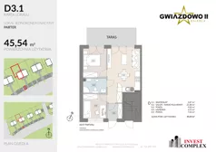 3 pokoje, mieszkanie 45,39 m², parter, oferta nr D3.1, Osiedle Gwiazdowo II, Kostrzyn, Gwiazdowo, ul. Półwiejska
