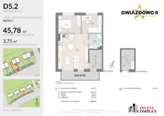 3 pokoje, mieszkanie 49,66 m², piętro 1, oferta nr D5.2, Osiedle Gwiazdowo II, Kostrzyn, Gwiazdowo, ul. Półwiejska