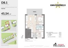 3 pokoje, mieszkanie 45,39 m², parter, oferta nr D8.1, Osiedle Gwiazdowo II, Kostrzyn, Gwiazdowo, ul. Półwiejska