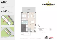 2 pokoje, mieszkanie 41,48 m², parter, oferta nr A18.1, Osiedle Gwiazdowo II, Kostrzyn, Gwiazdowo, ul. Półwiejska