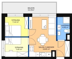 3 pokoje, mieszkanie 38,13 m², piętro 1, oferta nr B1/M10, Fuelda, Poznań, Naramowice, Naramowice, ul. Maków Polnych 9