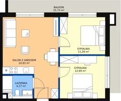 3 pokoje, mieszkanie 53,09 m², piętro 2, oferta nr 2.1, Anchoria Holiday, Mechelinki, ul. Wielopole 36