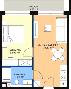 2 pokoje, mieszkanie 37,58 m², piętro 3, oferta nr 3.11, Anchoria Holiday, Mechelinki, ul. Wielopole 36