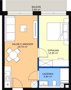 2 pokoje, mieszkanie 37,58 m², piętro 3, oferta nr 3.13, Anchoria Holiday, Mechelinki, ul. Wielopole 36