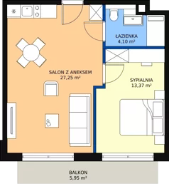 2 pokoje, mieszkanie 44,78 m², piętro 3, oferta nr 3.4, Anchoria Holiday, Mechelinki, ul. Wielopole 36