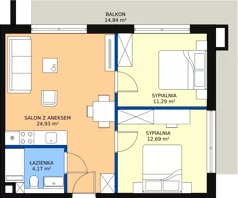 3 pokoje, mieszkanie 53,09 m², piętro 3, oferta nr 3.1, Anchoria Holiday, Mechelinki, ul. Wielopole 36