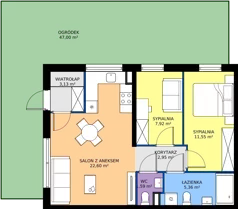 3 pokoje, mieszkanie 55,10 m², parter, oferta nr LP2.A1.M1, Libre Park 2 - etap I, Kosakowo, ul. Pistacjowa 5