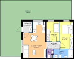 3 pokoje, mieszkanie 55,10 m², parter, oferta nr LP2.A2.M1, Libre Park 2 - etap I, Kosakowo, ul. Pistacjowa 5