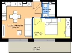 2 pokoje, apartament inwestycyjny 34,47 m², piętro 1, oferta nr M12, JASNOVIA, Jastarnia, ul. Ogrodowa 130