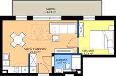 2 pokoje, apartament inwestycyjny 38,65 m², piętro 2, oferta nr M15, JASNOVIA, Jastarnia, ul. Ogrodowa 130