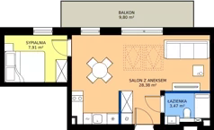 2 pokoje, apartament inwestycyjny 39,76 m², piętro 2, oferta nr M17, JASNOVIA, Jastarnia, ul. Ogrodowa 130