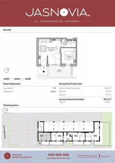 2 pokoje, apartament inwestycyjny 30,13 m², parter, oferta nr M1, JASNOVIA, Jastarnia, ul. Ogrodowa 130